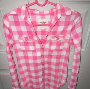 Abercrombie & Fitch Kids Pink and White Plaid Shirt